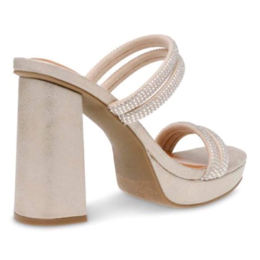 DV by Dolce Vita Gold Persia‎ Chunky Heel Open-Toe Rhinestone-Detail Sandal - Picture 4 of 14